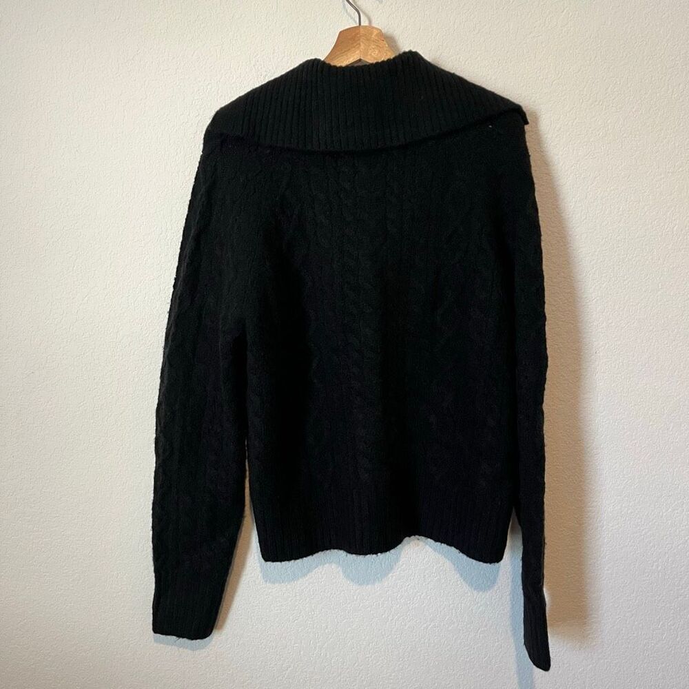 J. Crew Black Collared Cable Knit Button Down Car… - image 4
